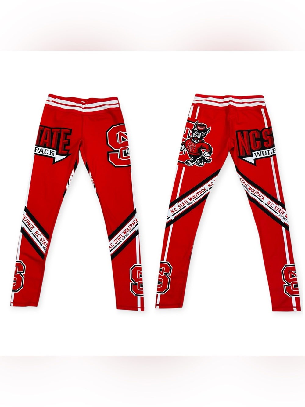 NC State Wolfpack Leggings Women’s Medium Red Football Tuffy Block S NCSU